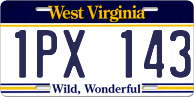 WV license plate 1PX143