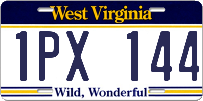 WV license plate 1PX144
