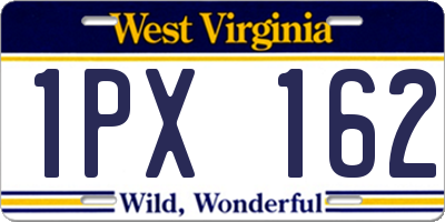 WV license plate 1PX162