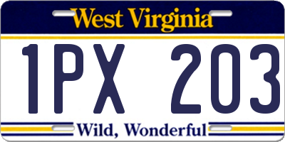 WV license plate 1PX203