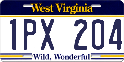 WV license plate 1PX204