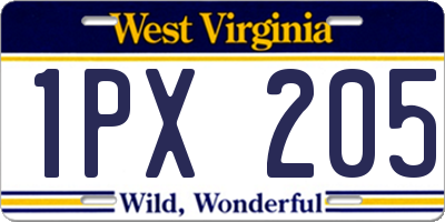 WV license plate 1PX205