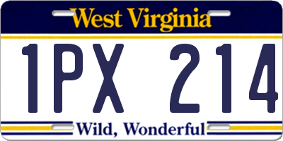 WV license plate 1PX214