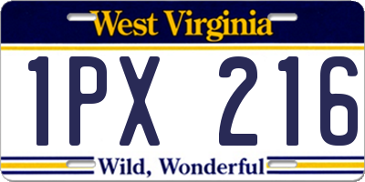 WV license plate 1PX216