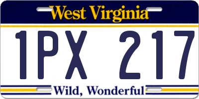 WV license plate 1PX217