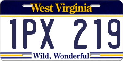 WV license plate 1PX219