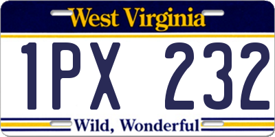 WV license plate 1PX232