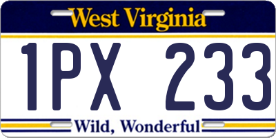 WV license plate 1PX233