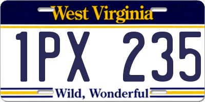 WV license plate 1PX235