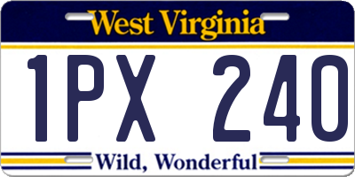 WV license plate 1PX240