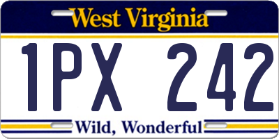 WV license plate 1PX242