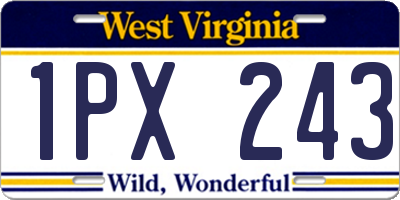 WV license plate 1PX243
