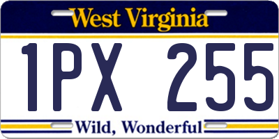 WV license plate 1PX255