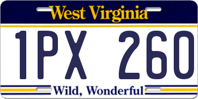 WV license plate 1PX260