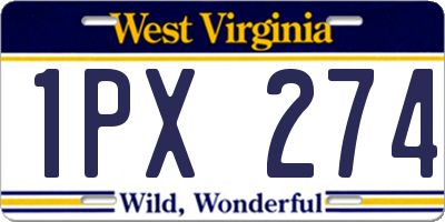 WV license plate 1PX274