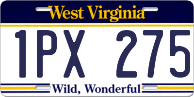 WV license plate 1PX275