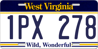 WV license plate 1PX278