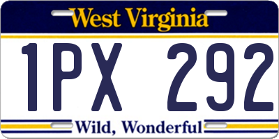 WV license plate 1PX292