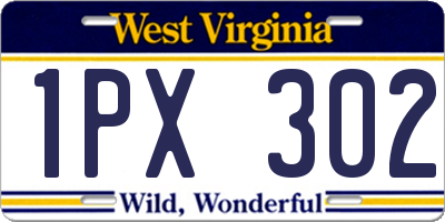 WV license plate 1PX302