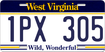 WV license plate 1PX305