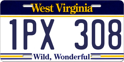 WV license plate 1PX308