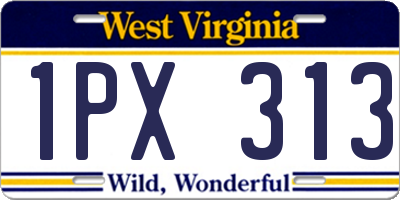 WV license plate 1PX313