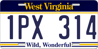 WV license plate 1PX314