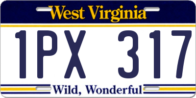 WV license plate 1PX317