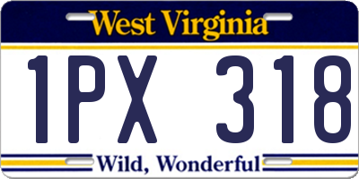 WV license plate 1PX318