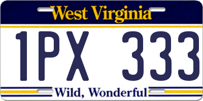 WV license plate 1PX333
