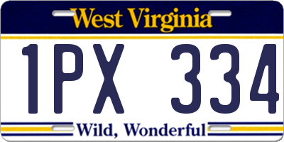 WV license plate 1PX334