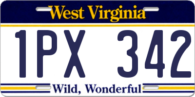 WV license plate 1PX342
