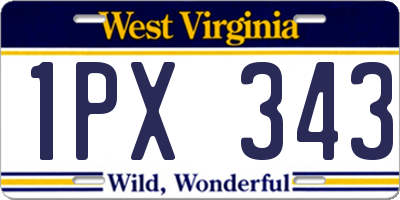 WV license plate 1PX343
