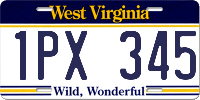WV license plate 1PX345