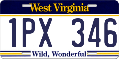 WV license plate 1PX346
