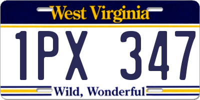 WV license plate 1PX347