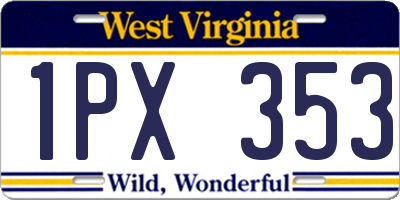 WV license plate 1PX353