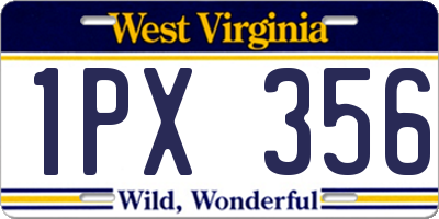 WV license plate 1PX356