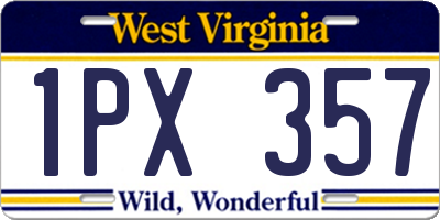 WV license plate 1PX357