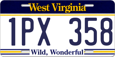 WV license plate 1PX358