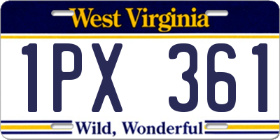 WV license plate 1PX361