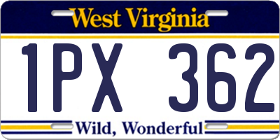 WV license plate 1PX362