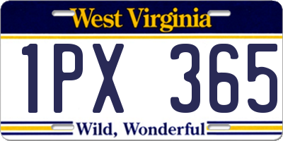 WV license plate 1PX365