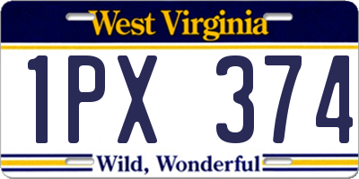 WV license plate 1PX374
