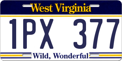 WV license plate 1PX377