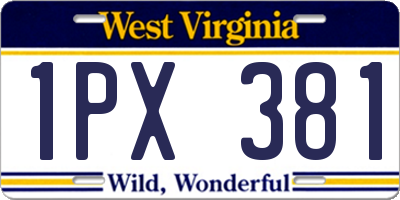 WV license plate 1PX381