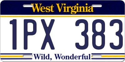 WV license plate 1PX383