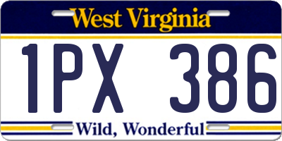 WV license plate 1PX386