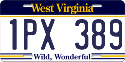 WV license plate 1PX389
