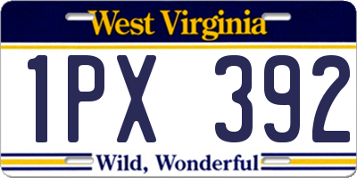 WV license plate 1PX392